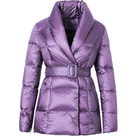 SSGS-C433新款时尚优雅气质系带收腰V领长袖短款保暖白鸭绒羽绒服外套 商品图4