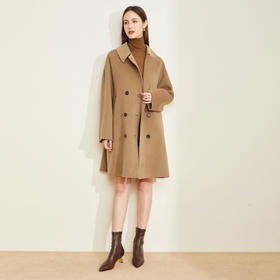 LH9Q3斯尔丽瑟俪2021秋冬新款宽松双排扣大气百搭外套双面呢舒适大衣