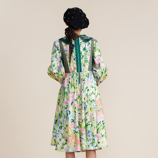 MIIDII谜底2022春新款宫廷复古彼德潘领纯棉收腰连衣裙221ML0185 商品图2