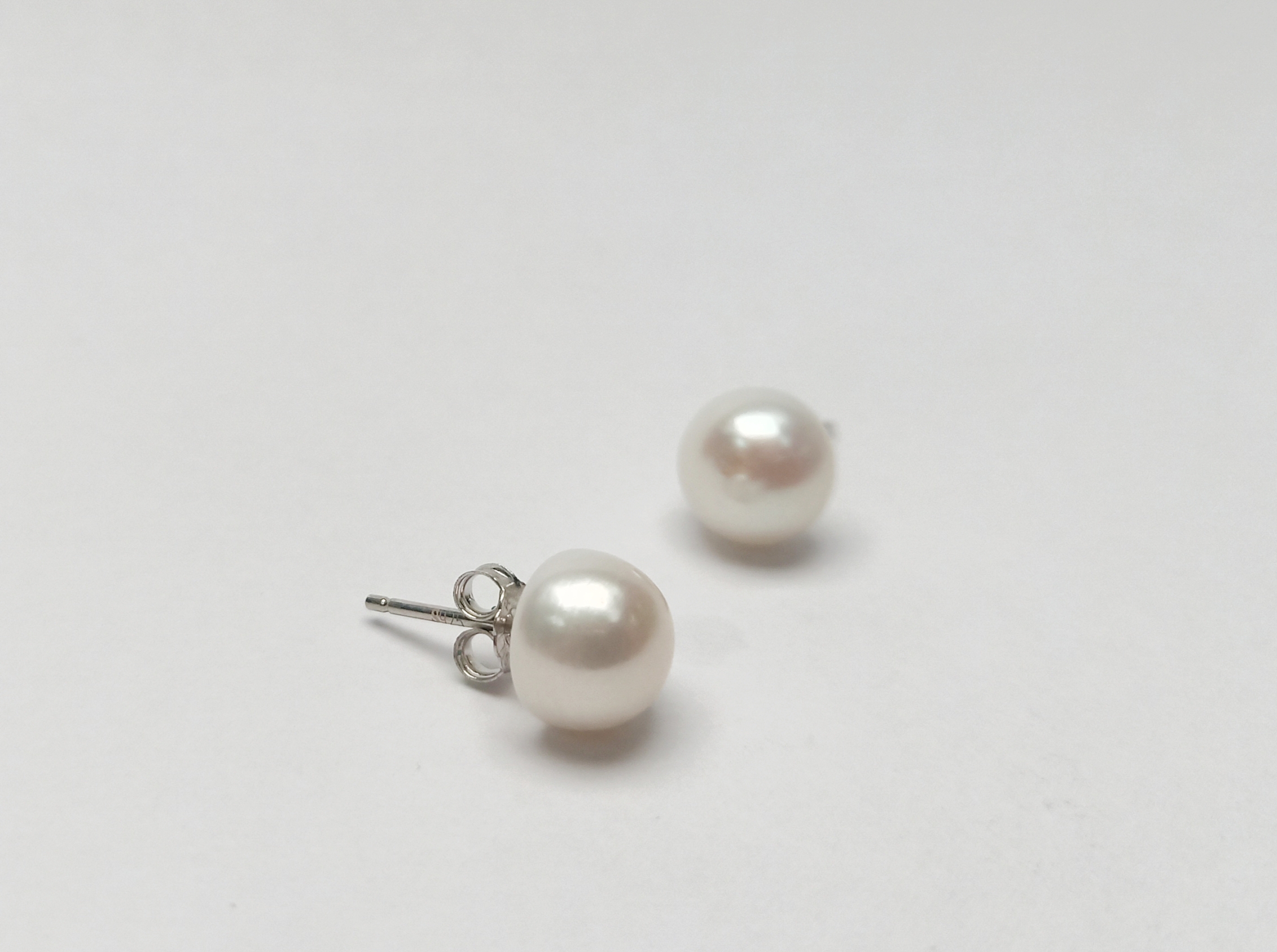 银925淡水珍珠耳钉8-9mm白 一根针105006