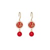 国潮银耳钩红色滴油镶钻福字耳环喜庆珍珠耳坠简约大气新年女耳饰 商品缩略图4