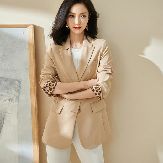 米思阳拼接通勤西装2021秋季新款个性简约小西服外套1869 商品图0