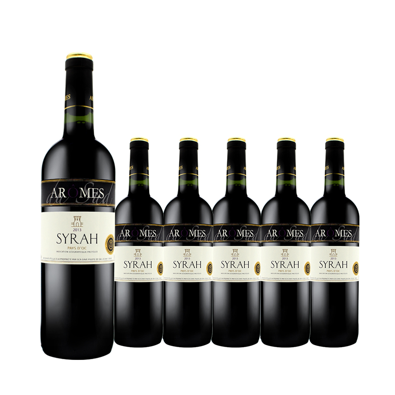 【整箱六瓶】法国原瓶进口红酒 奥莫斯-西拉干红葡萄酒 Aromes du Sud Syrah 750ml*6