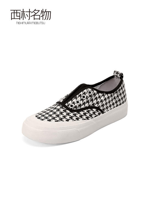 西村名物2022春季新款千鸟格帆布鞋女ins潮流百搭休闲鞋女T22AM17581 商品图2