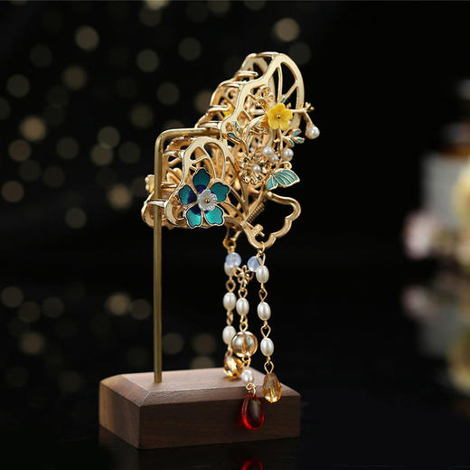 汉元素蝴蝶抓夹汉服配饰流苏后脑勺发卡古风发夹金属发抓发饰头饰 商品图2