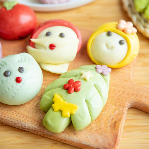 21日20点【人手工卡通馒头】手工打馅儿丨高温灭菌儿童早餐半成品早点黑芝麻+花生+紫米+豆沙四种馅儿6个*3盒【冷冻保质期60天】觅食 商品图4