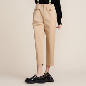 MIIDII谜底2022春新款简约帅气千鸟格织带背带裤长裤女221MK0002