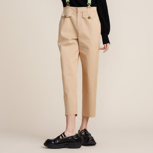 MIIDII谜底2022春新款简约帅气千鸟格织带背带裤长裤女221MK0002 商品图0