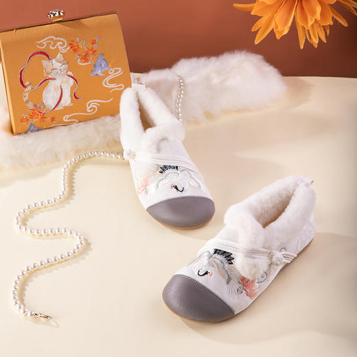 古风刺绣加棉加厚毛口鞋，绣花鞋民族风绣花布鞋YXN-EJ8701-22 商品图1