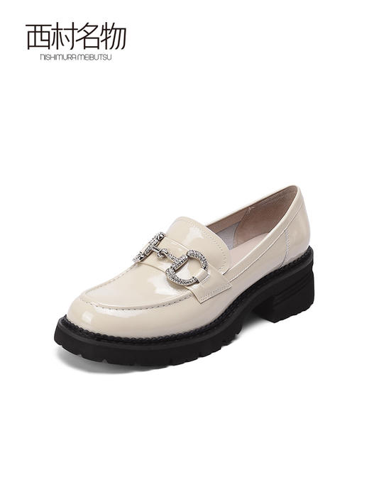西村名物2022春季商场新款厚底乐福鞋小皮鞋女马衔扣单鞋X22AM17521 商品图2