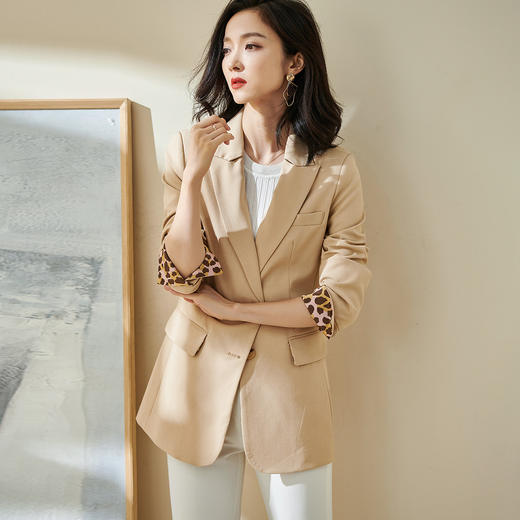 米思阳拼接通勤西装2021秋季新款个性简约小西服外套1869 商品图3