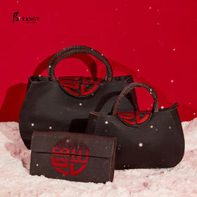 TANGY Collection/天意精品秋冬新品国风原创针织绣花手提包