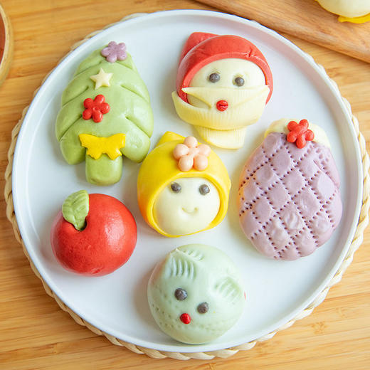 21日20点【人手工卡通馒头】手工打馅儿丨高温灭菌儿童早餐半成品早点黑芝麻+花生+紫米+豆沙四种馅儿6个*3盒【冷冻保质期60天】觅食 商品图0