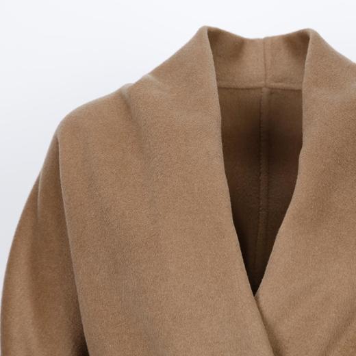 LH9Q8斯尔丽2021瑟俪秋冬新款纯色简约大方气质系带双面呢长款女式大衣 商品图4