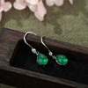 YLL-S925纯银滴绿玉髓耳环女镶嵌锆石复古气质长款耳饰 商品缩略图3