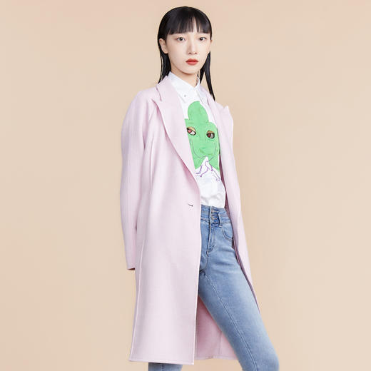 MIIDII谜底2022春新款双色双面呢中长款绵羊毛呢大衣女221MD0024 商品图1