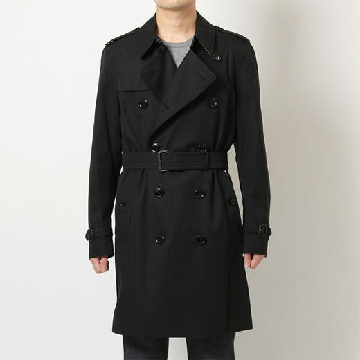 BURBERRY 巴宝莉 男士肯辛顿版型 – 中长款 Heritage Trench 束腰风衣 黑色 8045294 A1189 商品图1