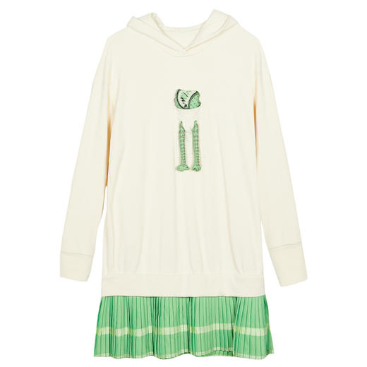 MIIDII谜底2022春新款学院风刺绣宽松圆领大卫衣连衣裙221ML0138 商品图3