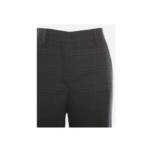 BURBERRY 博柏利 格纹羊毛量裁长裤 女士西裤 深炭灰格子 8042853 A5656 商品图1