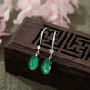 YLL-S925纯银滴绿玉髓耳环女镶嵌锆石复古气质长款耳饰 商品缩略图0