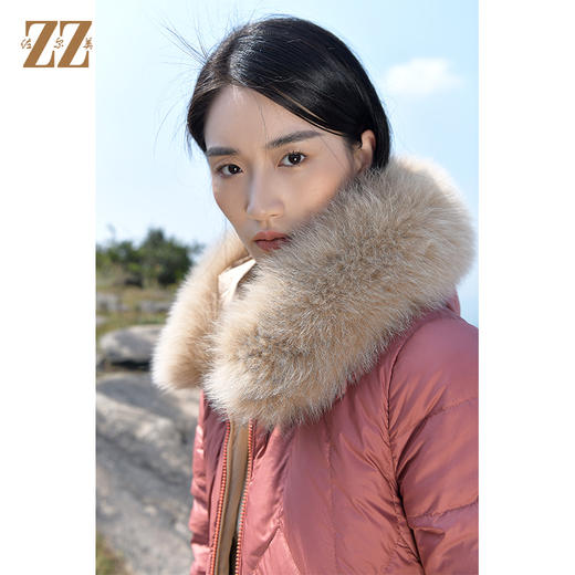 佐尔美2021秋冬新款 狐毛领双面穿羽绒服女E14YH21 商品图1