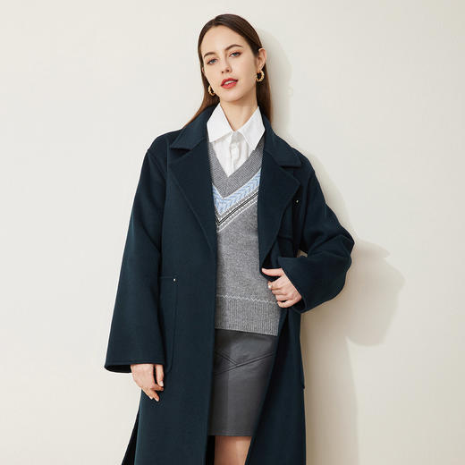 ND93W斯尔丽瑟俪[专柜同款]2021冬新款简约纯色下摆开叉拱针款大衣女 商品图0