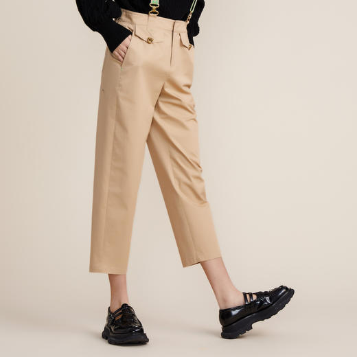 MIIDII谜底2022春新款简约帅气千鸟格织带背带裤长裤女221MK0002 商品图1