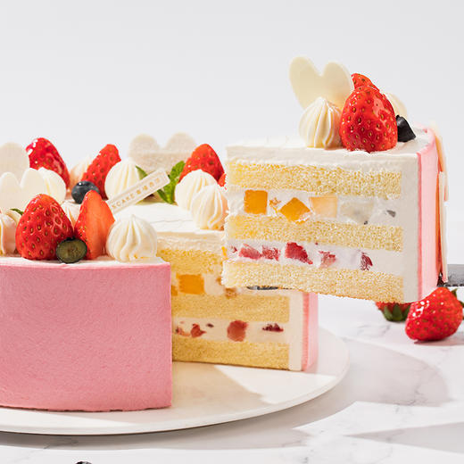 【莓莓心语】2磅  草莓、白巧点缀粉色浪漫，莓好心语藏在戚风美味里（高州） 商品图3