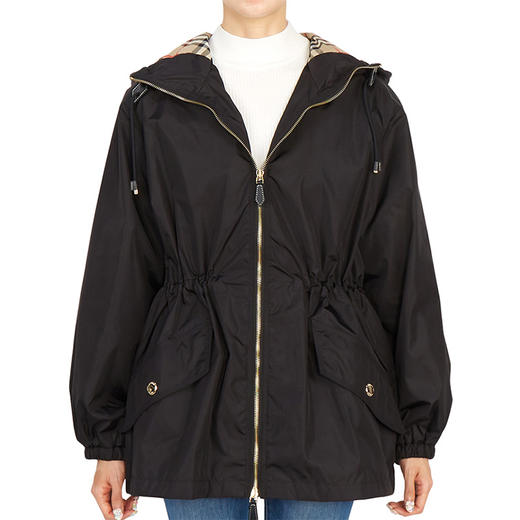 【一】BURBERRY 巴宝莉 女士尼龙轻质连帽夹克外套 黑色 8042901 A1189 商品图2