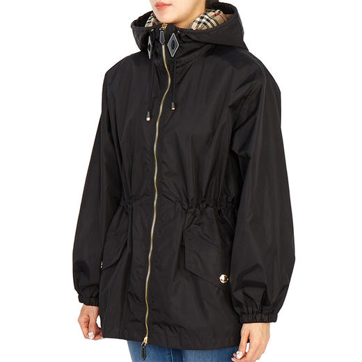 【一】BURBERRY 巴宝莉 女士尼龙轻质连帽夹克外套 黑色 8042901 A1189 商品图1