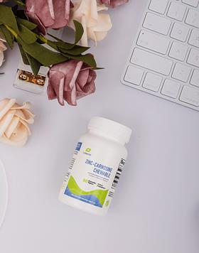 【复合锌肌肽咀嚼片】新包装 Zinc-Carnosine Chewable 每片75mg 锌肌肽咀嚼片 60片 胃肠道黏膜  胃液平衡 Purecise倍赛思