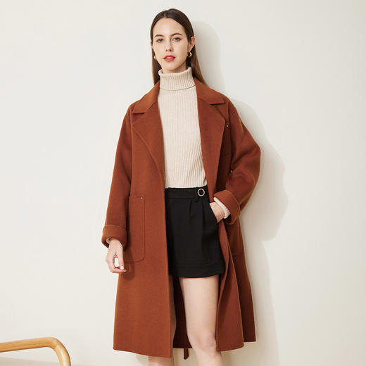 ND93W斯尔丽瑟俪[专柜同款]2021冬新款简约纯色下摆开叉拱针款大衣女 商品图2