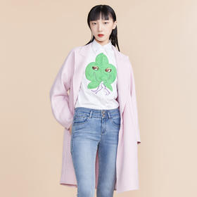 MIIDII谜底2022春新款双色双面呢中长款绵羊毛呢大衣女221MD0024