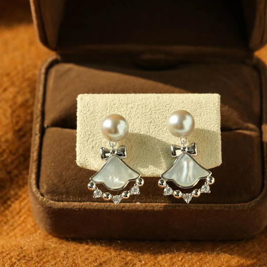 【现货】海外成品进口 小香风耳环 海水贝壳 纯银镀真金 akoya海水珍珠 商品图3