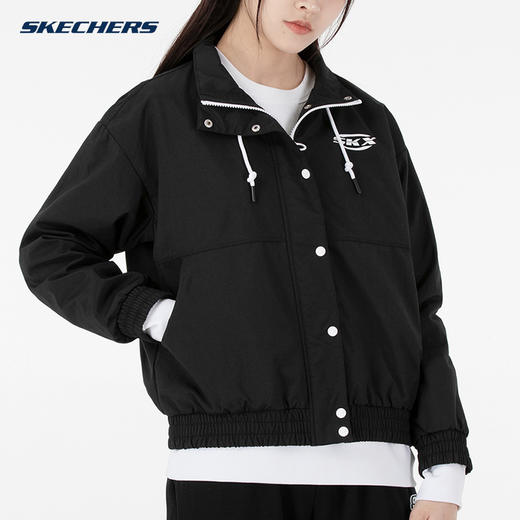 斯凯奇梭织外套女2022新年款立领防风夹克休闲运动服P122W001 商品图0