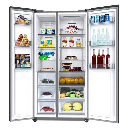 美菱626L风冷无霜0.1度精准温控双变频家用节能对开门双开门冰箱一级能效大容量钢化玻璃面板 BCD-626WPB星云墨 商品图1