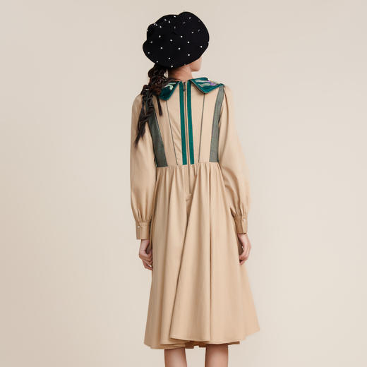 MIIDII谜底2022春新款宫廷复古彼德潘领天丝收腰连衣裙221ML0121 商品图2