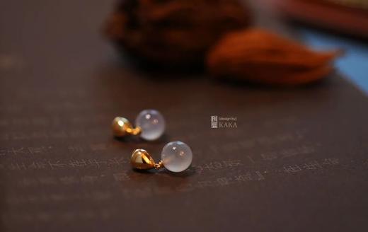 玉的清澈及金的光华｜珠子耳环 商品图0