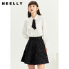 NEELLY纳俪衬衫女设计感小众木耳边单排扣飘带法式白衬衫上衣秋冬N21121B01235 商品缩略图0