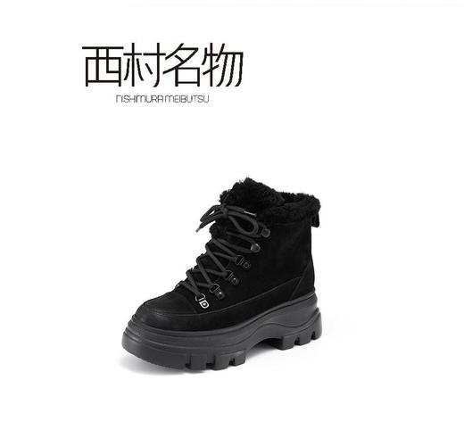 西村名物2021冬季新款短靴短筒百搭加绒冬款X21DS45351 商品图3