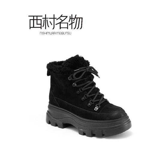 西村名物2021冬季新款短靴短筒百搭加绒冬款X21DS45351 商品图2