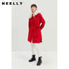 NEELLY纳俪冬季貉子大毛领连帽双面呢大衣女收腰系带外套保暖百搭N21121N01237 商品缩略图3
