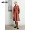 INSUN恩裳冬季新款修身时尚绵羊毛流行珊瑚红连衣裙女9c31505050 商品缩略图0