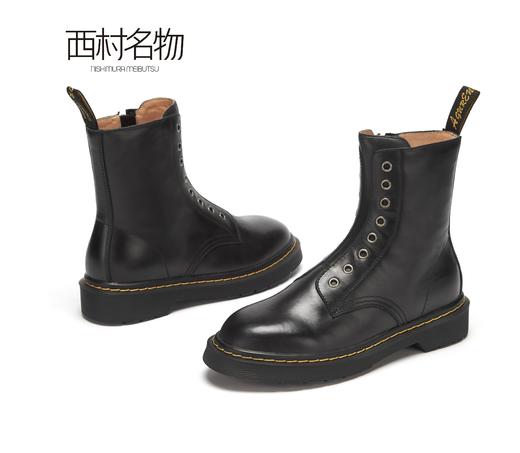 西村名物秋冬靴子粗高跟英伦百搭皮靴短靴切尔西靴T29DC44981 商品图2