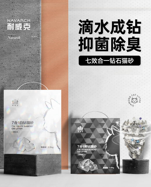 【白钻猫砂套餐】2.5*5包★抑菌除臭→结团快→无粉尘 商品图2
