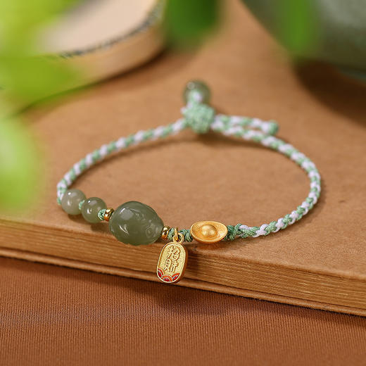 金貔貅元宝和田玉手链纳福路路通虎年新年  CW 商品图1