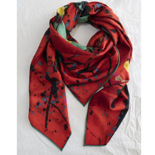 吴冠中艺术围巾《石榴》双面印花丝毛精纺大方巾 商品图4