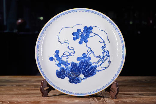 青花葡萄盘 商品图0