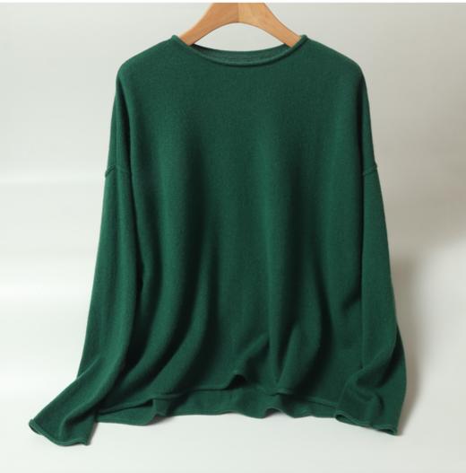 藏肉显瘦| 慵懒舒适小船领长短片纯色羊绒上衣 商品图6