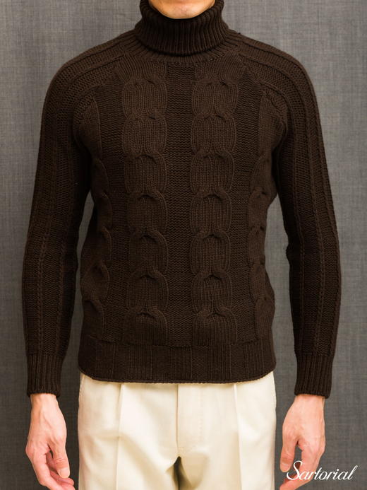 Dalmo 棕色扭花羊绒高领 商品图0